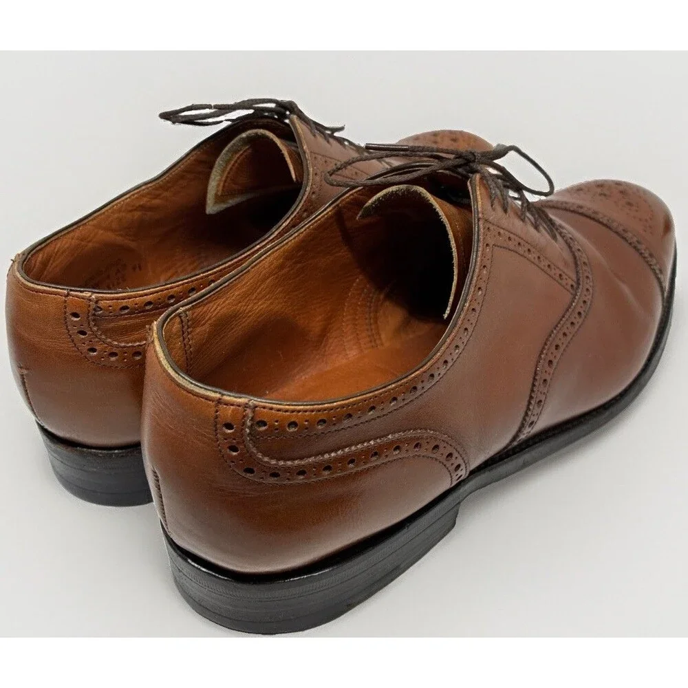 Barker tan leather derby brogue lace up shoes mens size 9.5 made in England